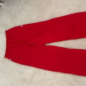 Champion Bright Red Wide Leg Sweatpants with Small Logo